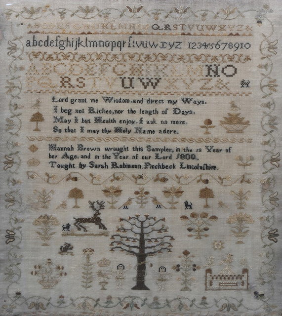 Appraisal: A GEORGE III NEEDLEWORK SAMPLER with alphabet and prayer inscribed