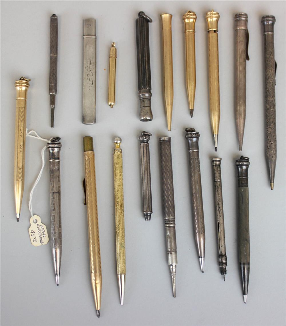 Appraisal: GROUP OF SILVER AND GOLD FILLED MECHANICAL PENCILS including silver