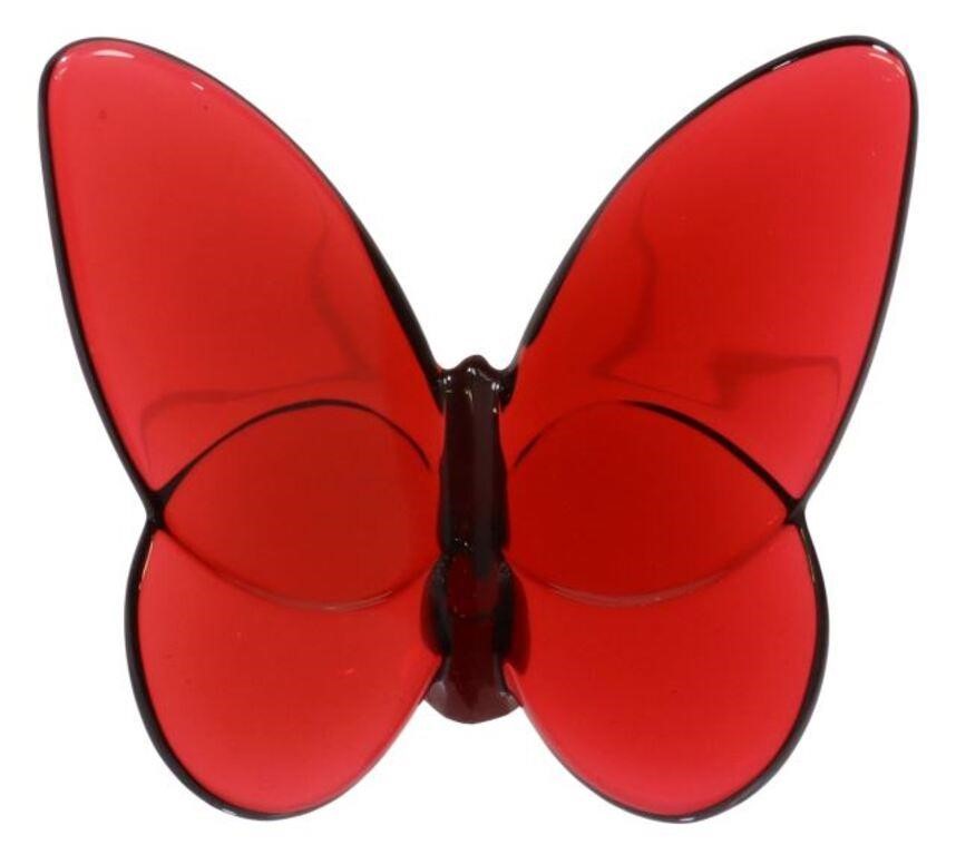 Appraisal: French Baccarat crystal figure Lucky Butterfly in the ruby colorway