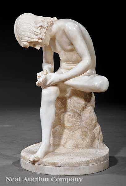 Appraisal: An Antique Continental Carrara Marble Figure of The Spinario Boy