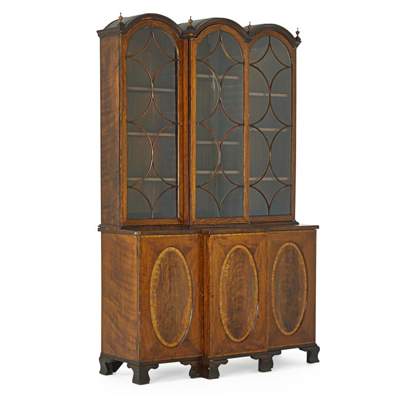 Appraisal: GEORGE III BOOKCASE Mahogany with satinwood banding and three glazed