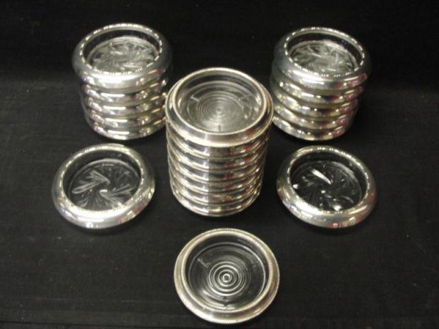 Appraisal: Lot of Silver Crystal Coasters Approx pieces From a Stamford