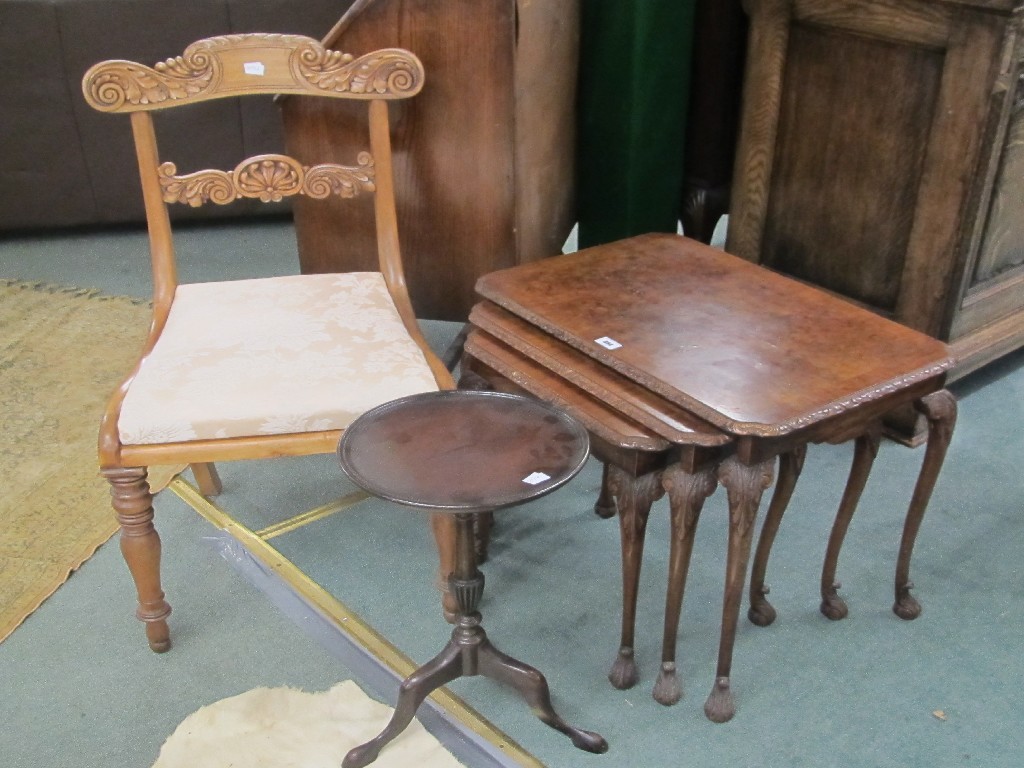 Appraisal: Victorian mahogany dining chair walnut nest of three tables and