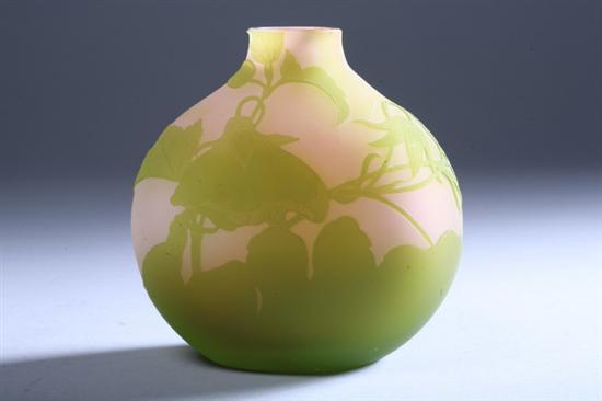 Appraisal: GALL CAMEO GLASS VASE Circa Gall signed in cameo Bulbous