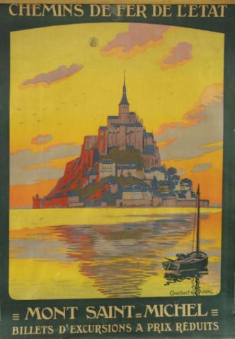 Appraisal: CONSTANT-DUVAL Mont Saint Michel FrenchLithograph Travel Poster Leon Constant-Duval French