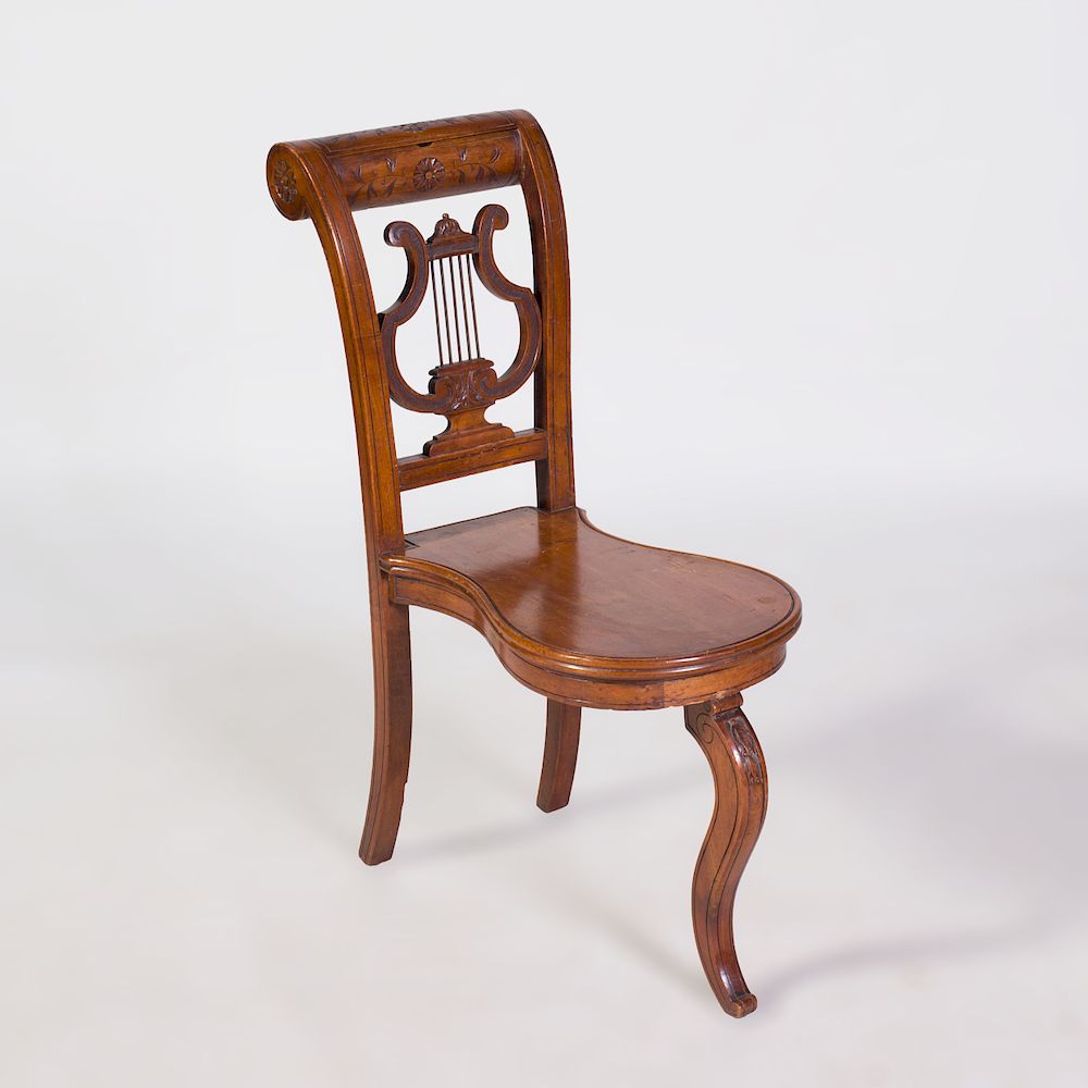 Appraisal: Directoire Style Provincial Mahogany Games Chair The top rail opening