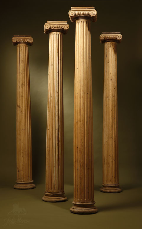 Appraisal: A set of four pine fluted Ionic columns A set