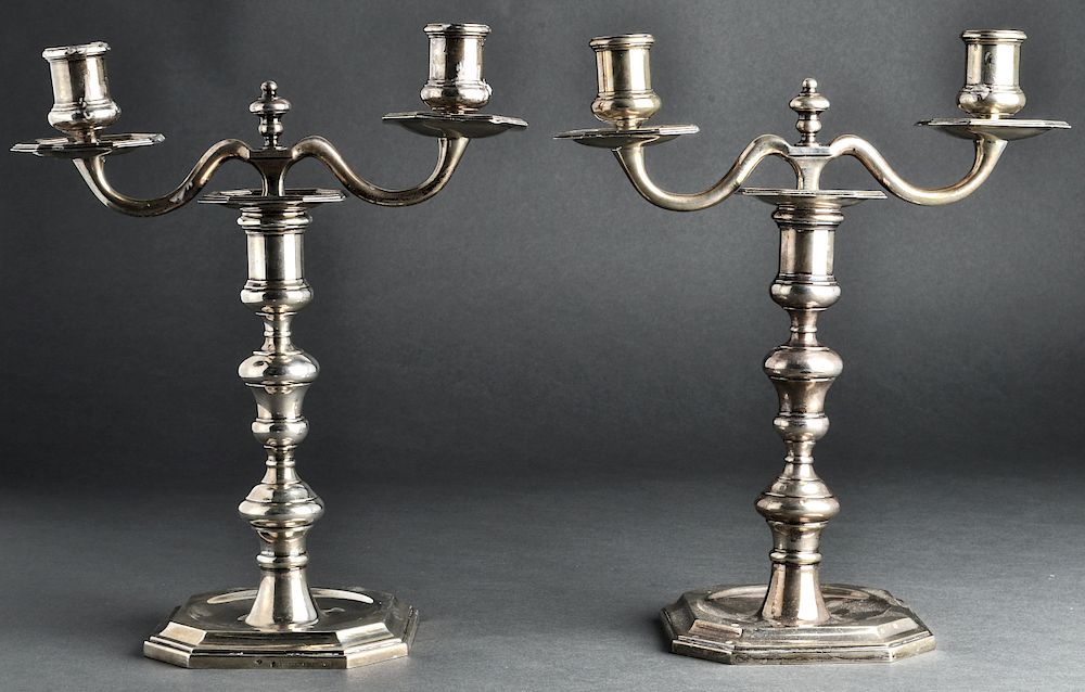 Appraisal: Puiforcat Sterling Silver Two Branch Candelabra Pr Pair of Puiforcat