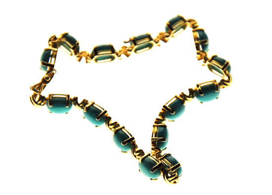 Appraisal: A Gold and Turquoise Bracelet K marked yellow gold set