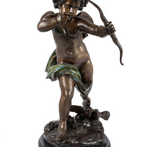 Appraisal: A Bronze Cherub Sculpture After Houdon signed on base on