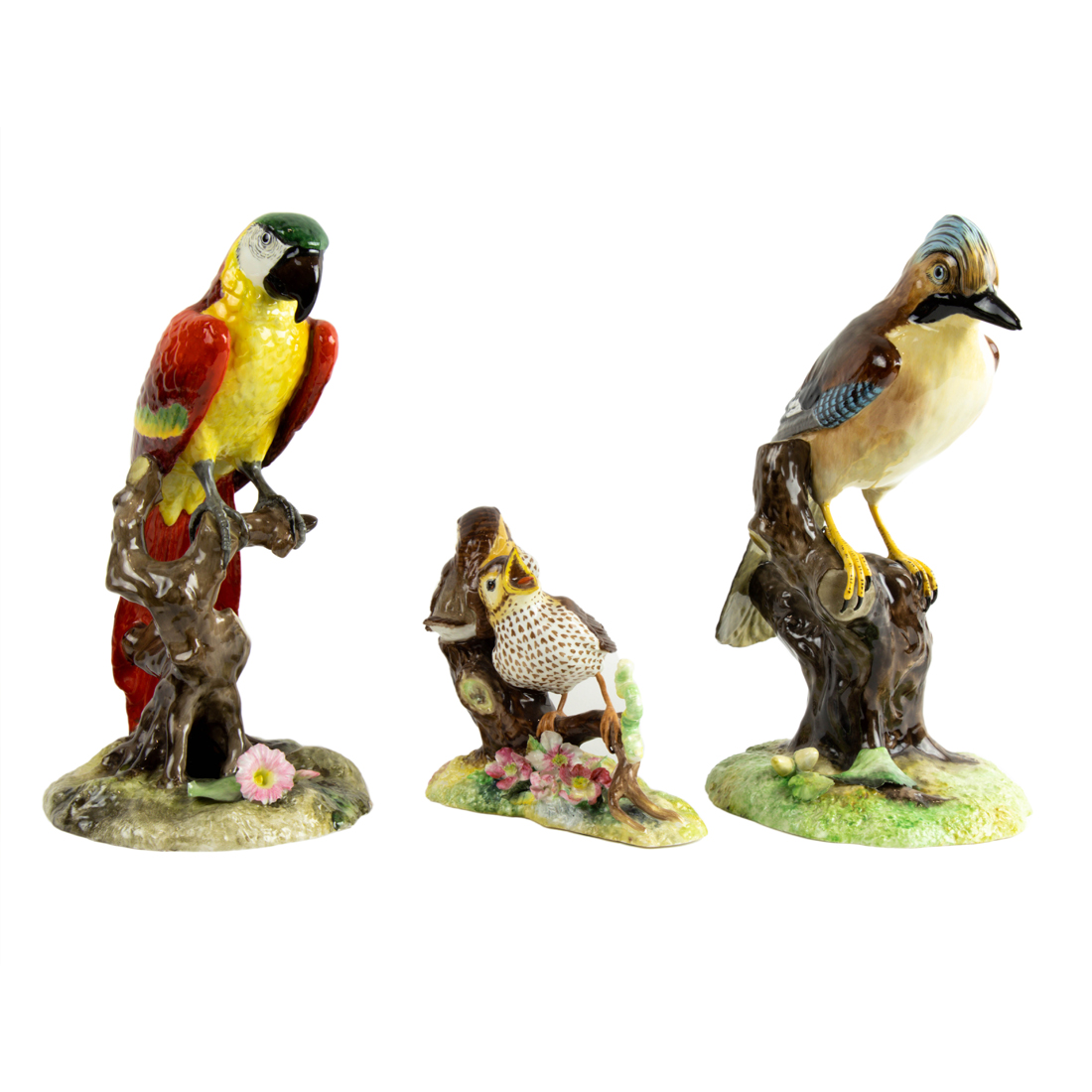 Appraisal: LOT OF ROYAL CROWN DERBY BONE CHINA FIGURES OF BIRDS