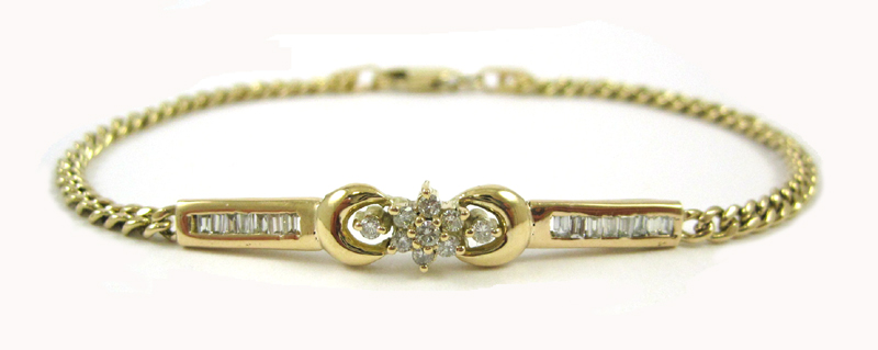 Appraisal: DIAMOND AND FOURTEEN KARAT GOLD BRACELET measuring inches in length