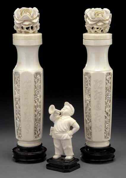 Appraisal: Pcs carved ivory including International shipping IS NOT available on