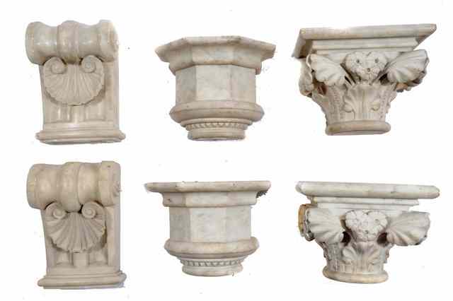 Appraisal: A PAIR OF VICTORIAN FLORAL DECORATED MARBLE CORBELS high