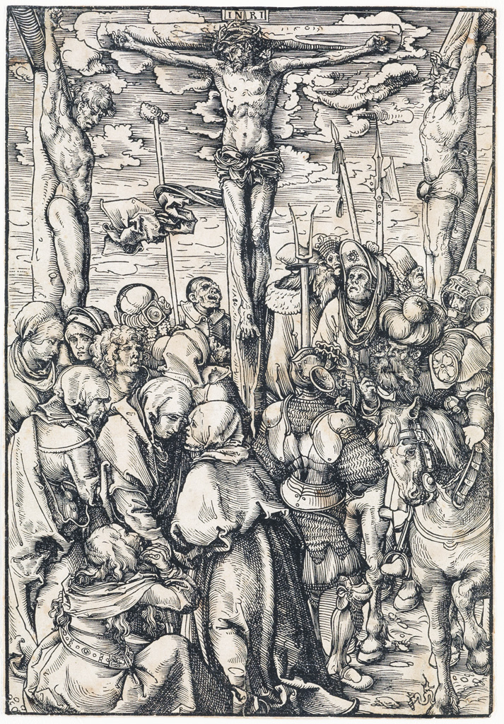 Appraisal: LUCAS CRANACH The Crucifixion Woodcut x mm x inches thread