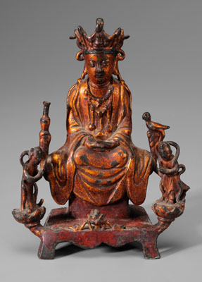 Appraisal: Bronze Figure of Guanyin Chinese Ming Dynasty - gilt and