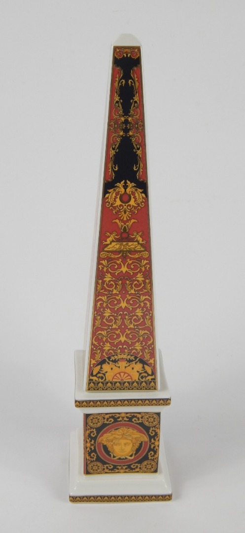 Appraisal: A Rosenthal porcelain obelisk decorated in the Versace Medusa pattern