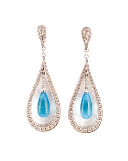 Appraisal: k White Gold Blue Topaz Diamond Earrings Pair of Di