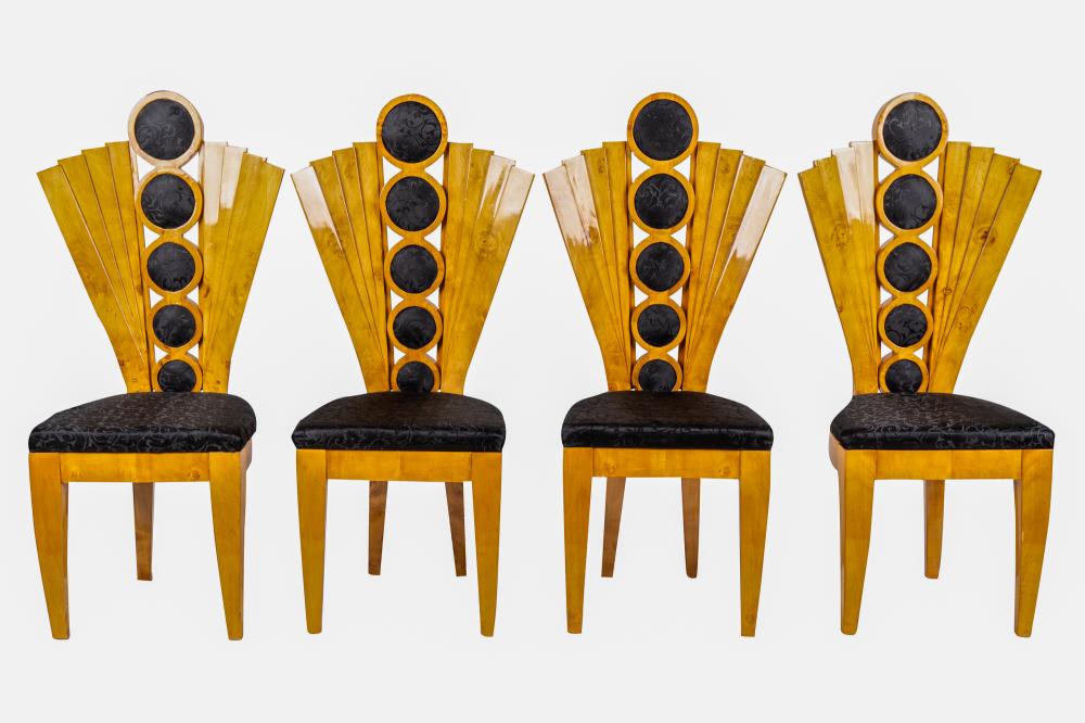 Appraisal: SET OF EIGHT ART DECO STYLE DINING CHAIRSthe fan-shaped backs