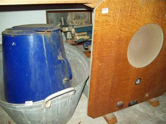 Appraisal: A 'S SPEAKER AND ONE METAL WASH TUB WITH A