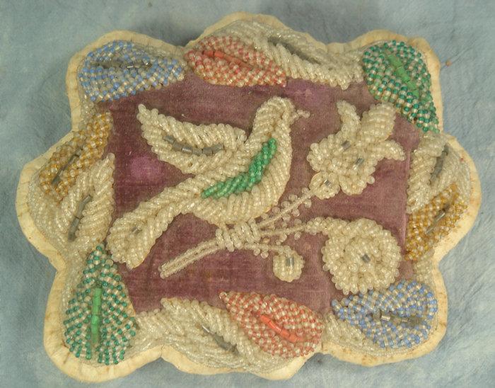 Appraisal: Beaded Iroquois Native American whimsey pillow with bird x Estimate