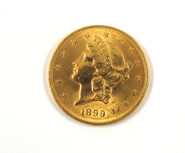 Appraisal: U S TWENTY DOLLAR GOLD COIN Liberty head type -P