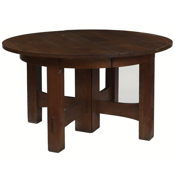 Appraisal: Gustav Stickley dining table circular top over a five leg