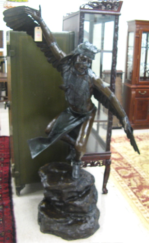 Appraisal: LARGE PATINATED WESTERN BRONZE SCULPTURE the figure of a dancing