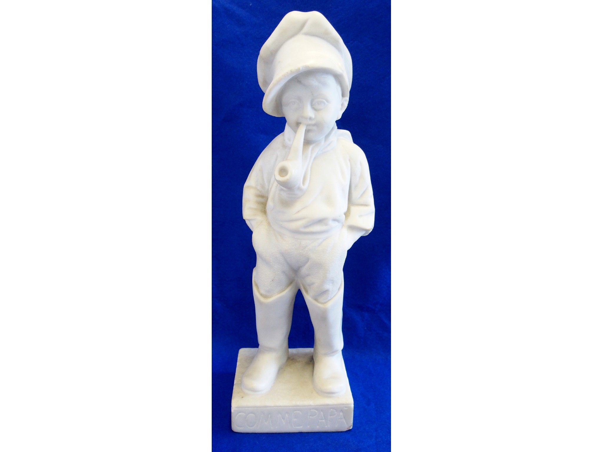 Appraisal: Marble statue of a child titled Comme Papa