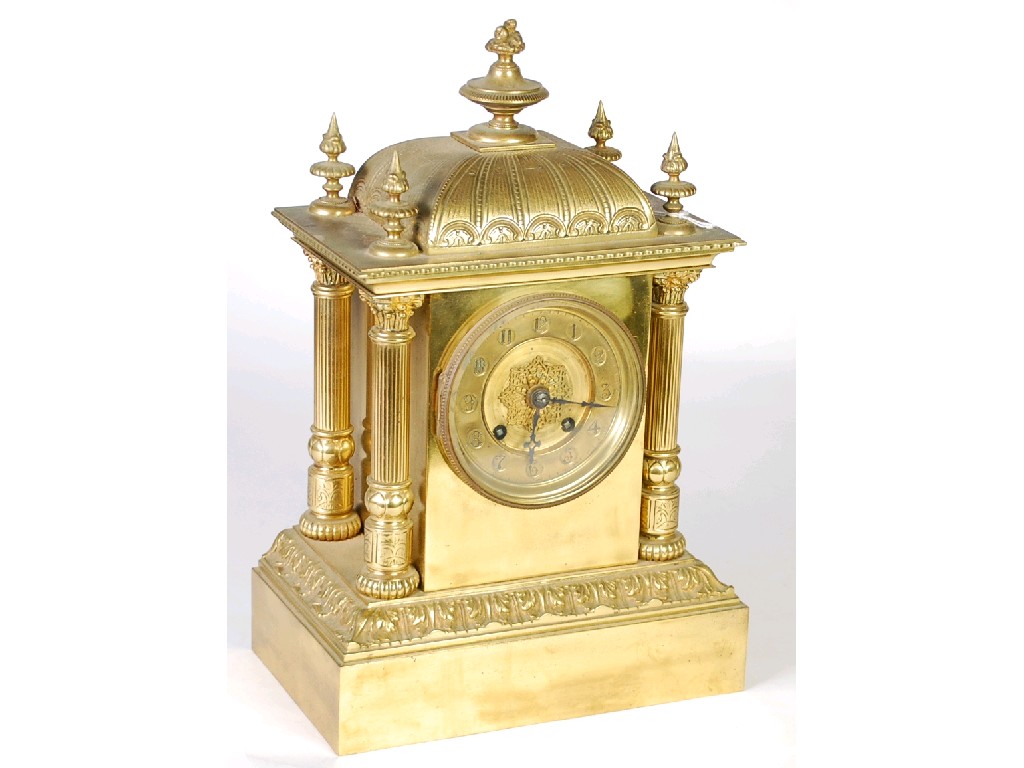 Appraisal: A LATE TH CENTURY BRASS CASED MANTEL CLOCK the movement