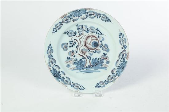 Appraisal: DELFT PLATE Possibly Ireland nd half- th century White tin