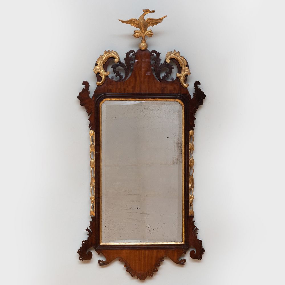 Appraisal: George II Mahogany and Parcel-Gilt Mirror ft in x in