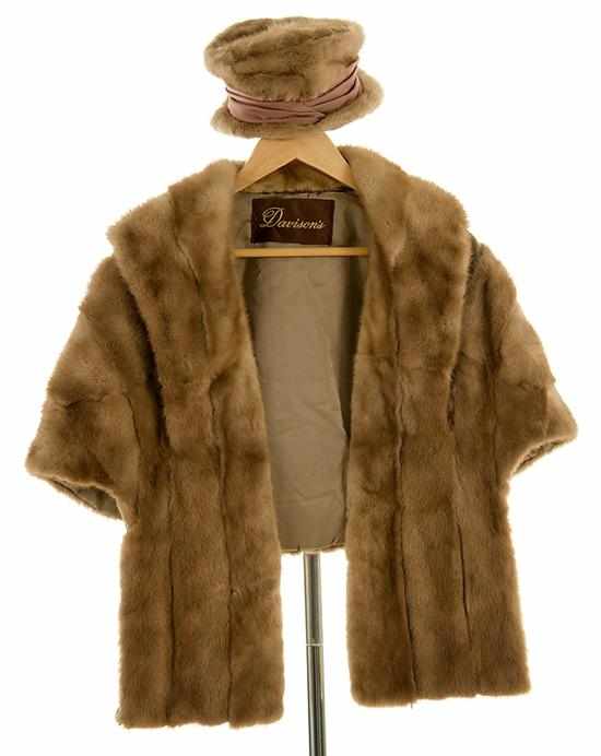 Appraisal: Mink cape and hat brown cape by Davison's and brown