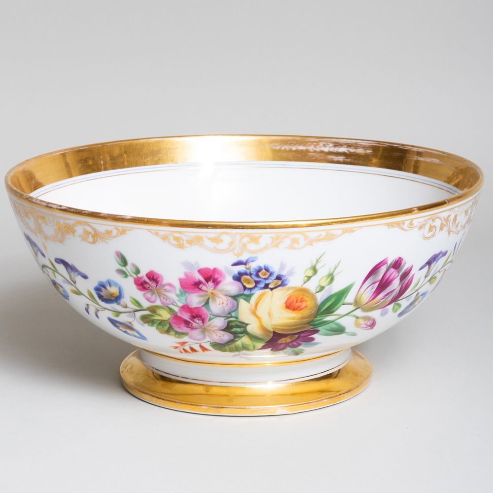 Appraisal: Paris Porcelain Gilt-Decorated Punch Bowl in diam Condition Some firing