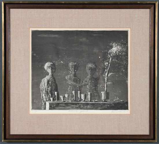 Appraisal: Bartolomeo Dos Santos Spanish - ''Evening Feast'' etching ed signed