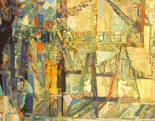 Appraisal: Anthony Toney American - oil on canvas Bridge Structure abstract