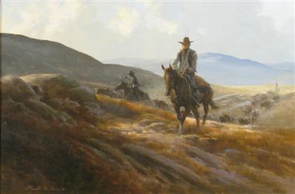 Appraisal: GERALD MCCANN american b COWBOYS Signed and dated 'Gerald McCann