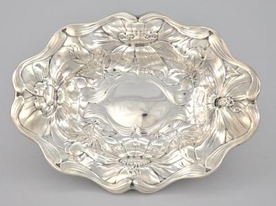 Appraisal: An Art Nouveau Style Sterling Silver Dish by Gorham The