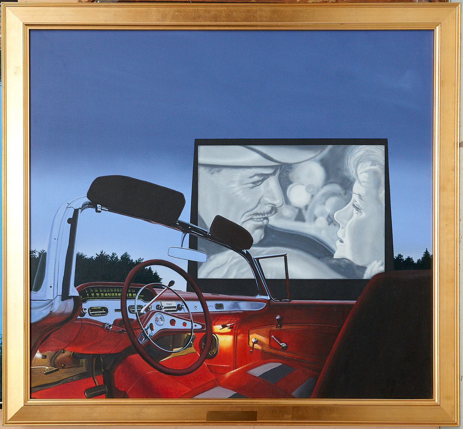 Appraisal: PHOTOREALISM SCHOOL LARGE DRIVE-IN PAINTING Photorealist School American th c