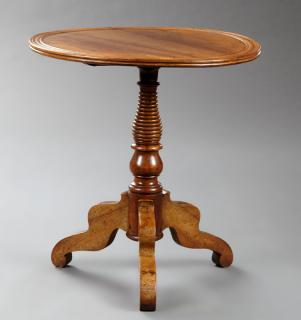 Appraisal: French Louis Philippe Carved Walnut Tilt Top Table French Louis