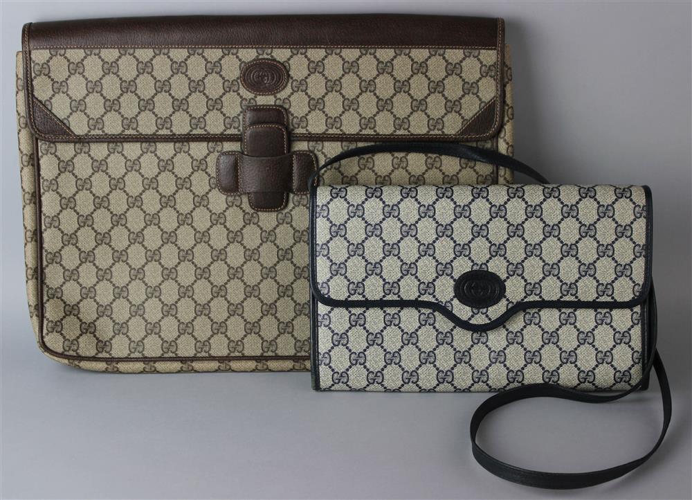 Appraisal: CLASSIC GUCCI GG PATTERN SHOULDER BAG CLUTCH AND GUCCI GG