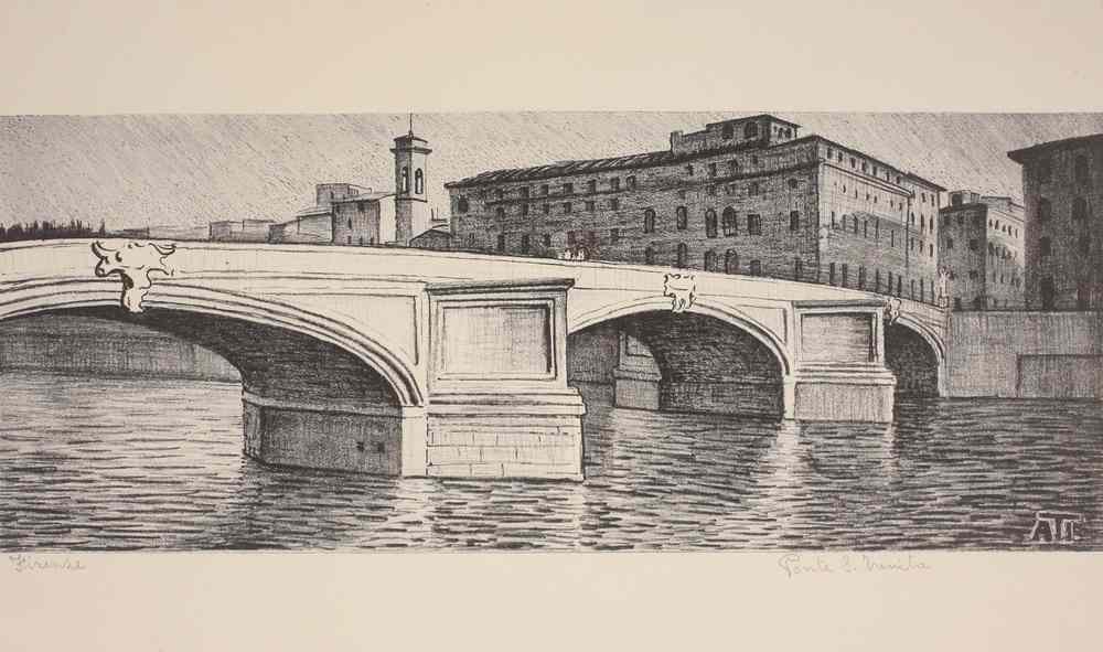 Appraisal: LITHOGRAPH - Depicting view of Ponte S Trinito in Florence