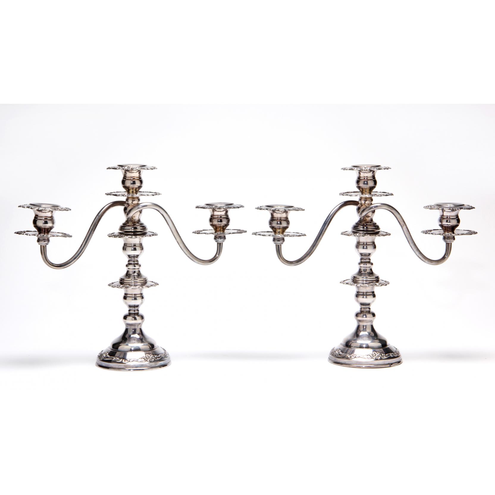 Appraisal: Pair of Japanese Fine Silver Candelabra in a fitted case