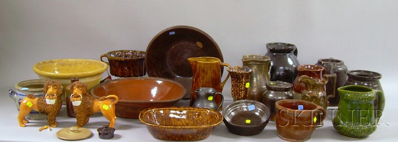 Appraisal: Twenty-three Pieces of Assorted Stoneware Redware and Ceramics including pitchers