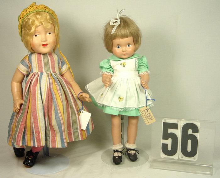 Appraisal: Two composition Dolls no markings all composition painted faces normal