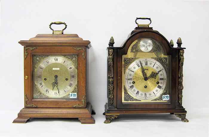 Appraisal: TWO CHIMING LANTERN-CASE MANTEL CLOCKS German Gewes and an American