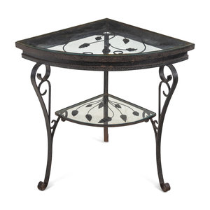 Appraisal: A Modern Iron and Glass Corner Table th Century Height