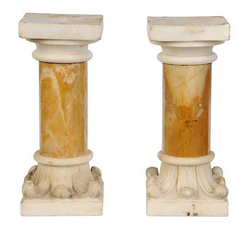 Appraisal: Pair Mixed Marble Miniature Columns Italian th century pair of