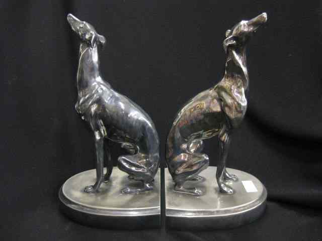 Appraisal: Pair of Jennings Brothers Whippet SilverplateBookends or Greyhounds deco era