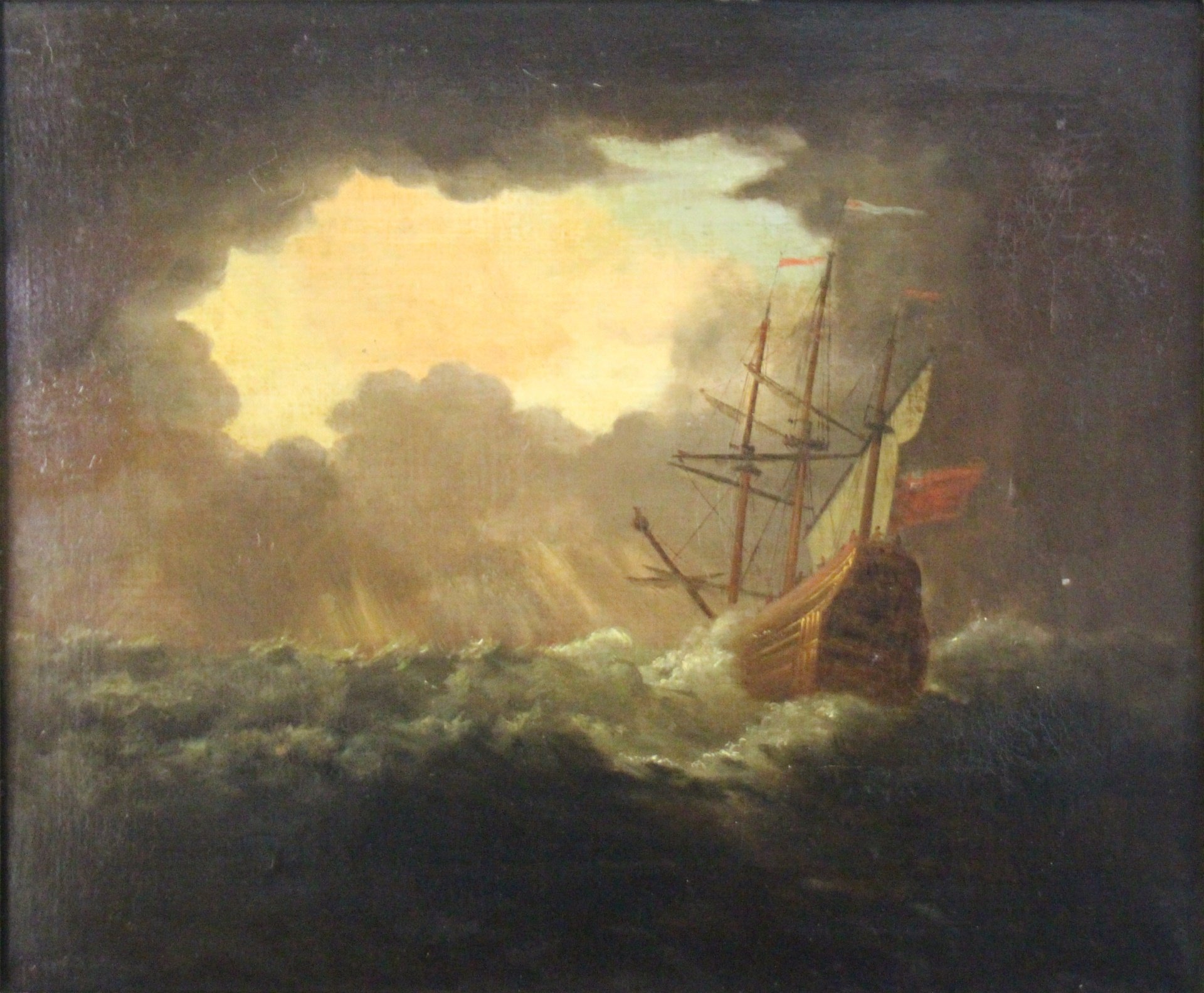 Appraisal: BRITISH SCHOOL TH CENTURY Ship at Sea Oil on canvas